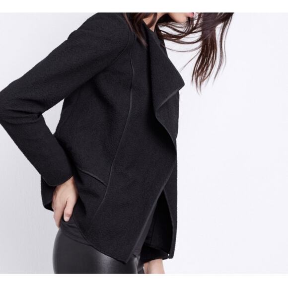 Vince Asymmetrical Boucle Open Front Jacket Black XS Capsule Wardrobe Versatile - Picture 2 of 16